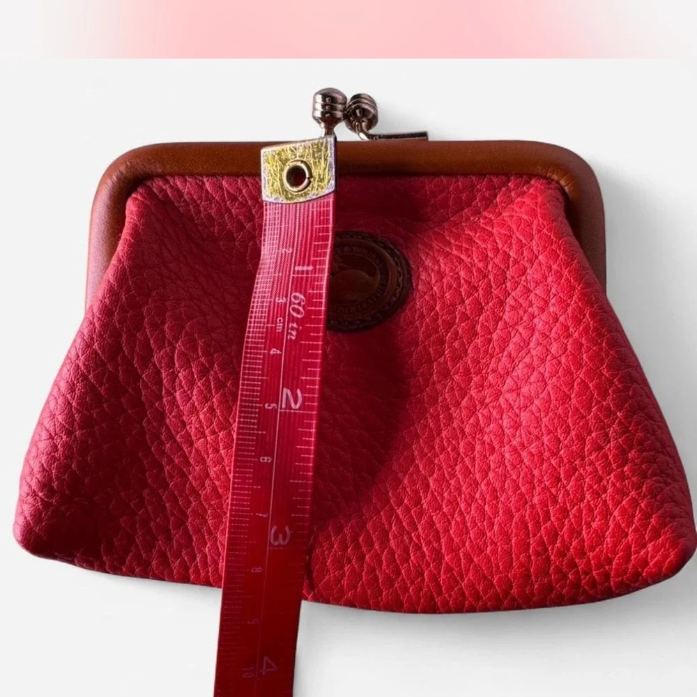 Dooney & Bourke Red Pebbled Leather Clutch with Brown Trim - Picture 7 of 7